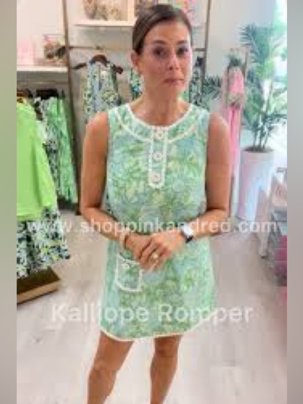 Lilly Pulitzer Kalliope Shift Romper in Cool Mint Catchin